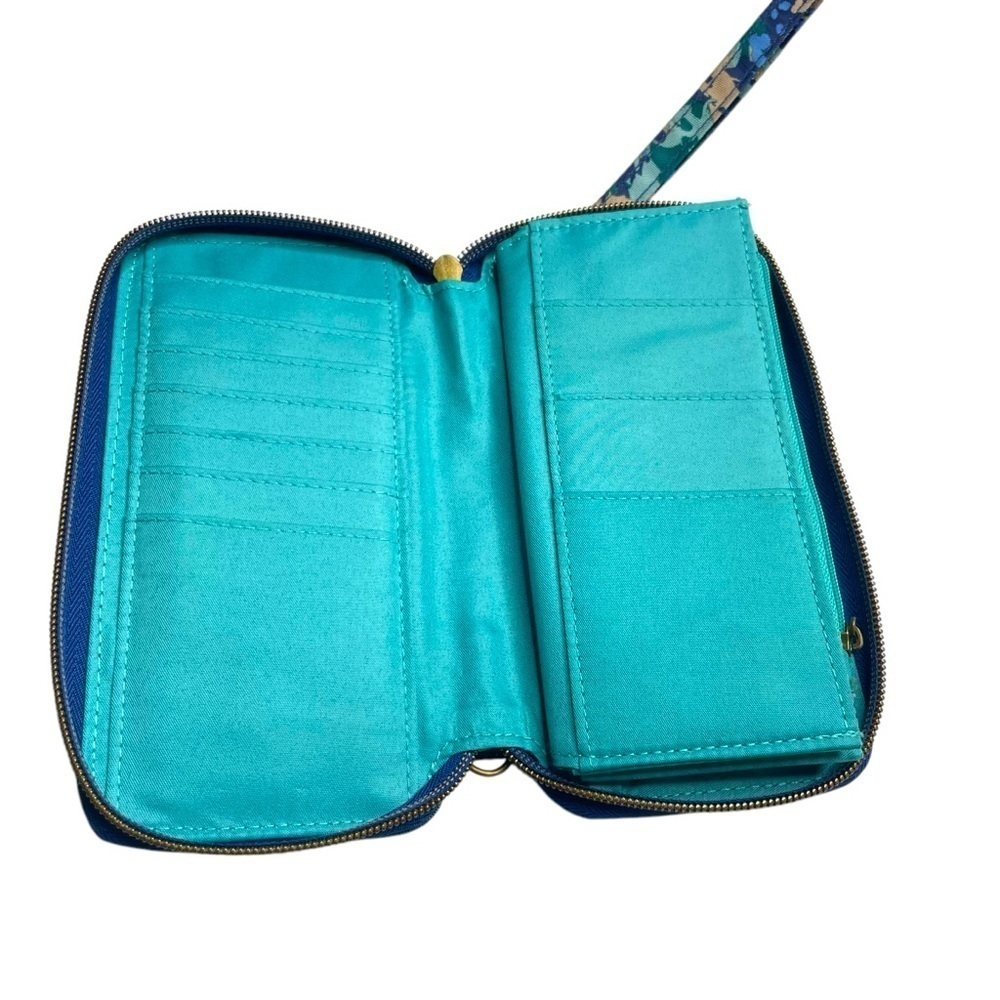 Travelon~Wristlet\ Wallet, Floral Geometric Blues & Tan, Excellent Condition! - Picture 8 of 13